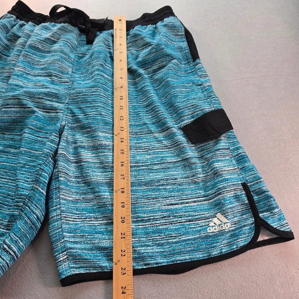 Adidas Mens 2XLT Board Shorts Blue Space Dye Swim Trunks Mesh Lined Tall